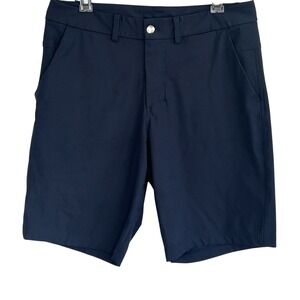Lululemon The Works Shorts Warpstreme 11" Men 32 Golf ABC Stretch Travel Blue